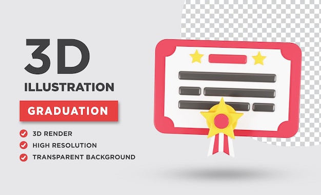 PSD icône 3d de certificat