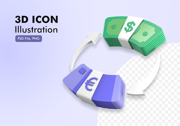 icône 3d de change d'argent
