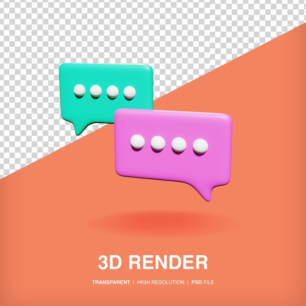 PSD icône 3d de chat à bulles