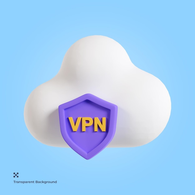 PSD icône 3d cloud vpn