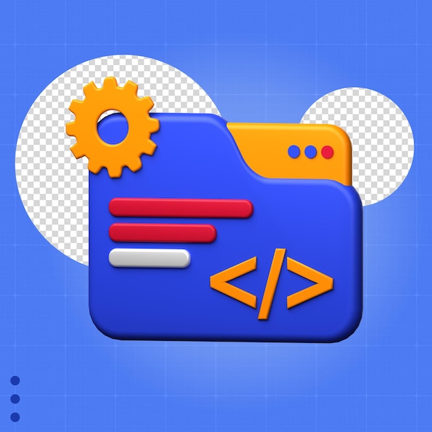 PSD icône 3d codage objet programmeur html
