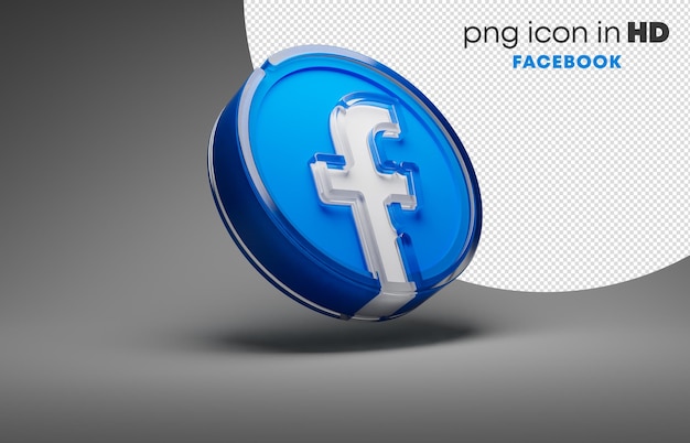 PSD Ícone 3d com fundo transparente - facebook (direita para cima)