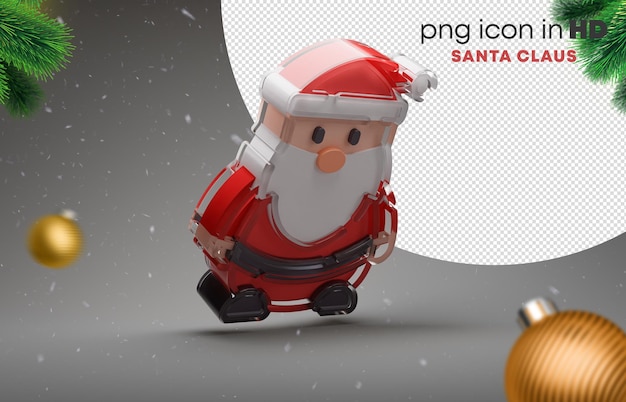 PSD Ícone 3d com fundo transparente - papai noel (direita para baixo)