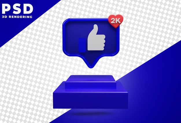 Ícone 3d com renderização semelhante ao pódio do facebook isolada