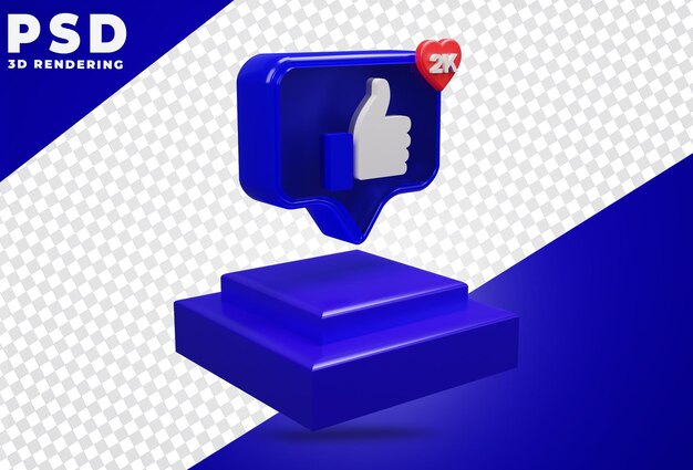 Ícone 3D com renderização semelhante ao pódio do Facebook isolada