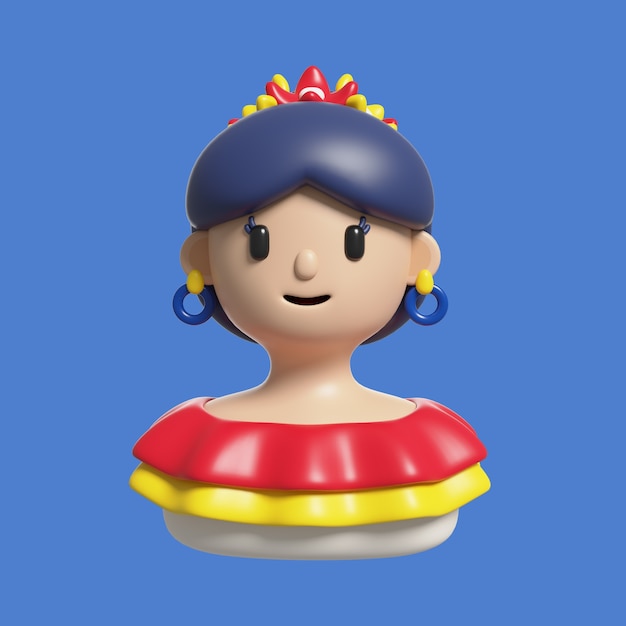 Ícone 3D com representação tradicional colombiana