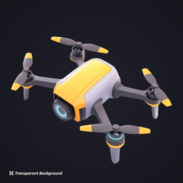 Icône 3D de conception futuriste de drones sur un fond transparent