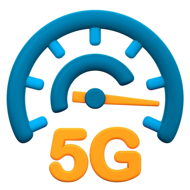 PSD icône 3d de connexion de vitesse de réseau 5g