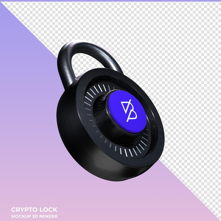 PSD ícone 3d da banda de bloqueio do protocolo de banda criptográfica