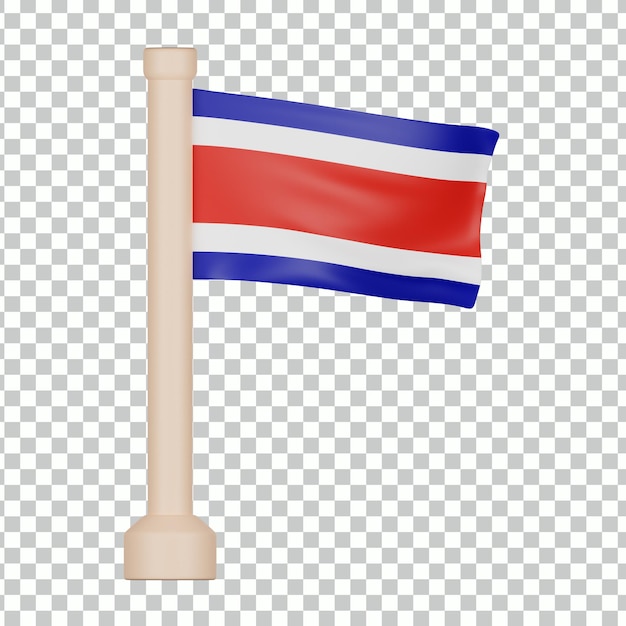 Ícone 3d da bandeira da costa rica