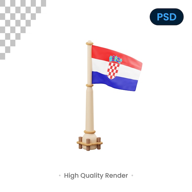 Ícone 3d da bandeira da croácia