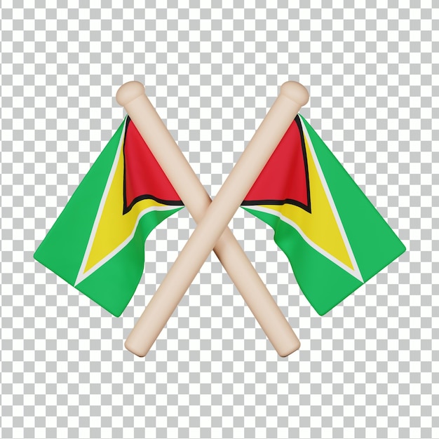 PSD Ícone 3d da bandeira da guiana