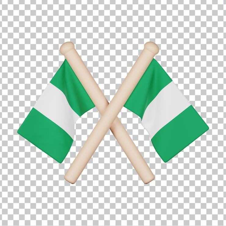 PSD ícone 3d da bandeira da nigéria
