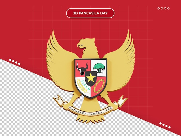 PSD Ícone 3d da bandeira de garuda