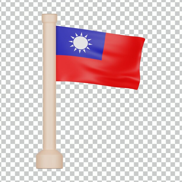 Ícone 3d da bandeira de taiwan