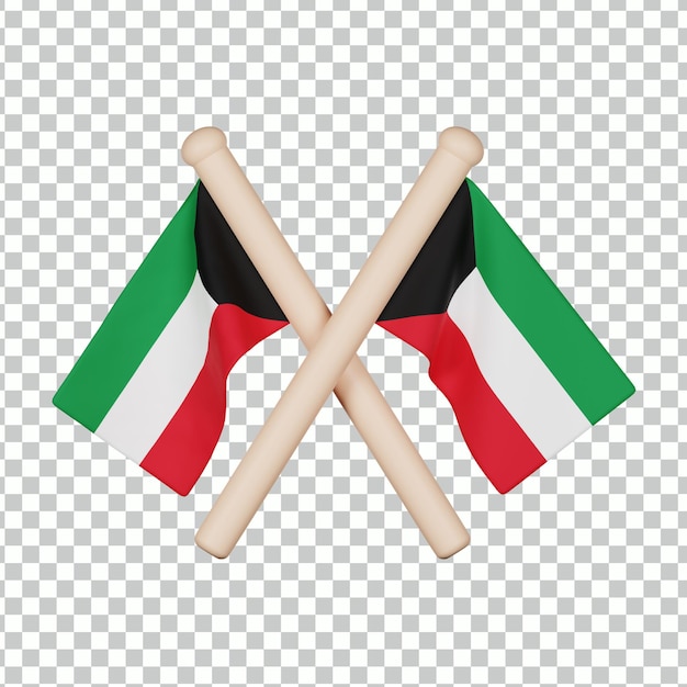 Ícone 3d da bandeira do kuwait