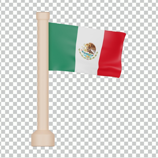 PSD Ícone 3d da bandeira do méxico