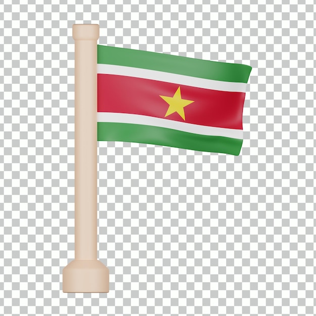 PSD Ícone 3d da bandeira do suriname