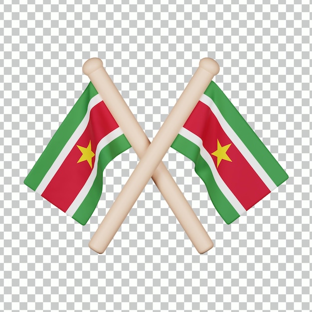PSD Ícone 3d da bandeira do suriname