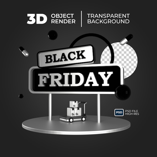 PSD Ícone 3d da black friday com estilo cyber punk