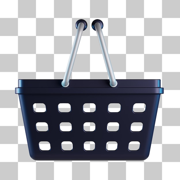 Ícone 3d da cesta de compras de mercearia