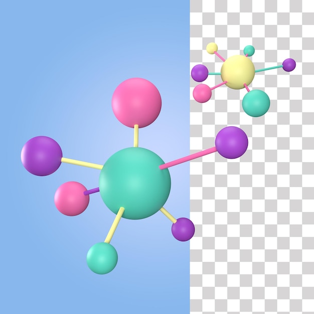 PSD Ícone 3d da estrutura da molécula