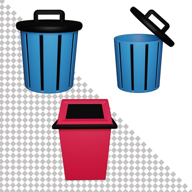 PSD ícone 3d da lata de lixo