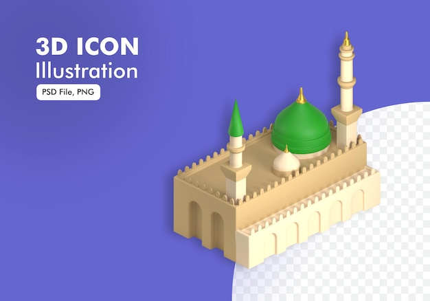 ícone 3d da mesquita nabawi