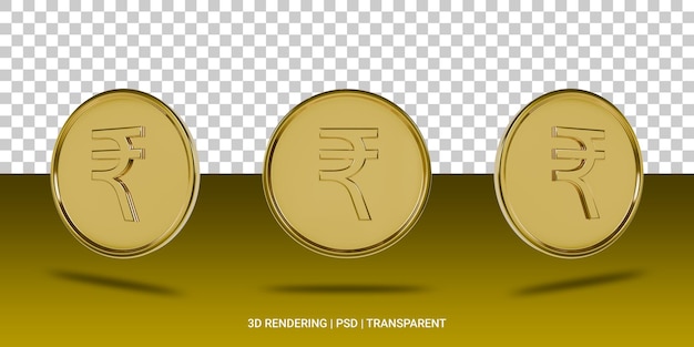 PSD Ícone 3d da moeda de ouro da rupia