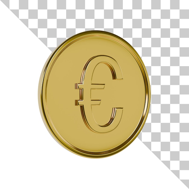 PSD Ícone 3d da moeda de ouro do euro