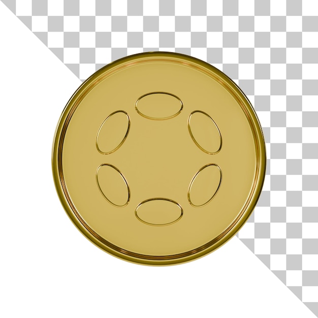 PSD Ícone 3d da moeda de ouro polkadot