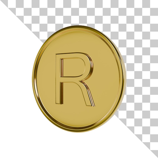 PSD Ícone 3d da moeda de ouro rand