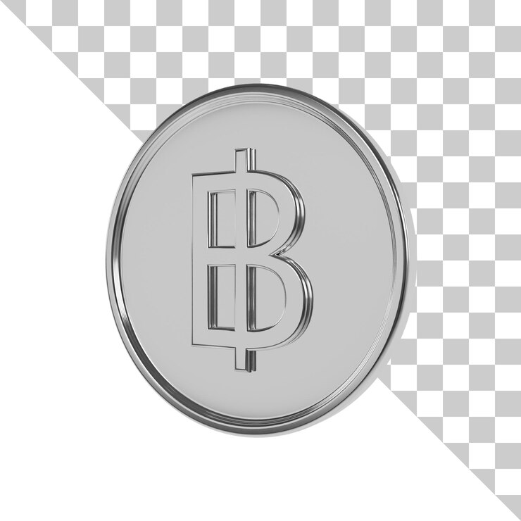 PSD ícone 3d da moeda de prata baht