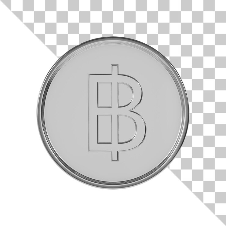 PSD ícone 3d da moeda de prata baht