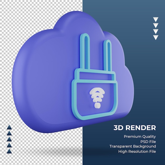 PSD Ícone 3d da nuvem da internet sinal do carregador renderizando a vista esquerda