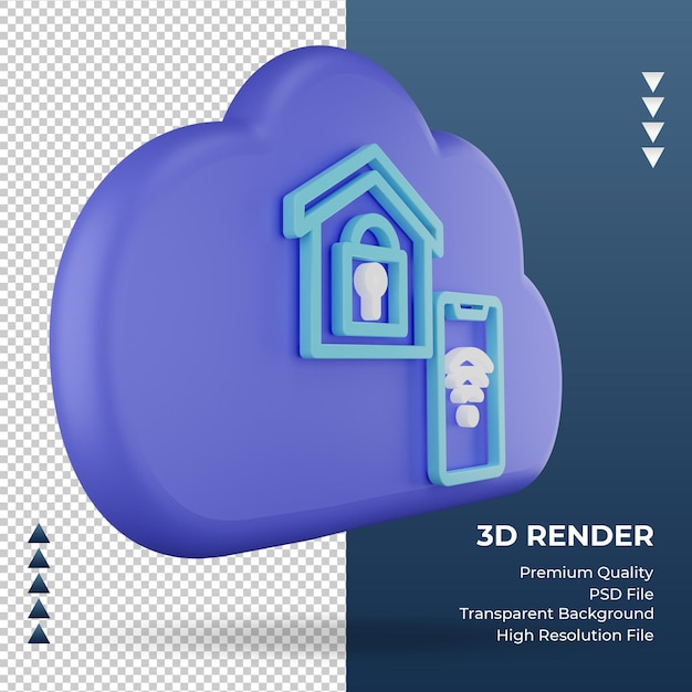 PSD Ícone 3d da nuvem da internet sinal do smarthouse renderizando a vista esquerda