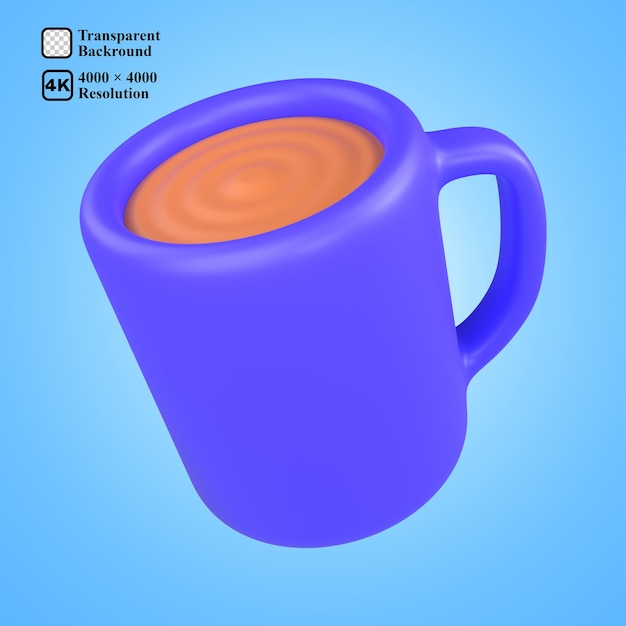 PSD Ícone 3d da xícara de café