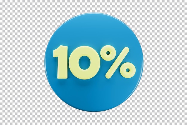ícone 3D de 10 por cento de desconto em um modelo PSD redondo