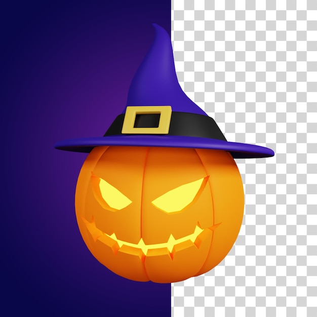 PSD Ícone 3d de abóbora de bruxa de halloween