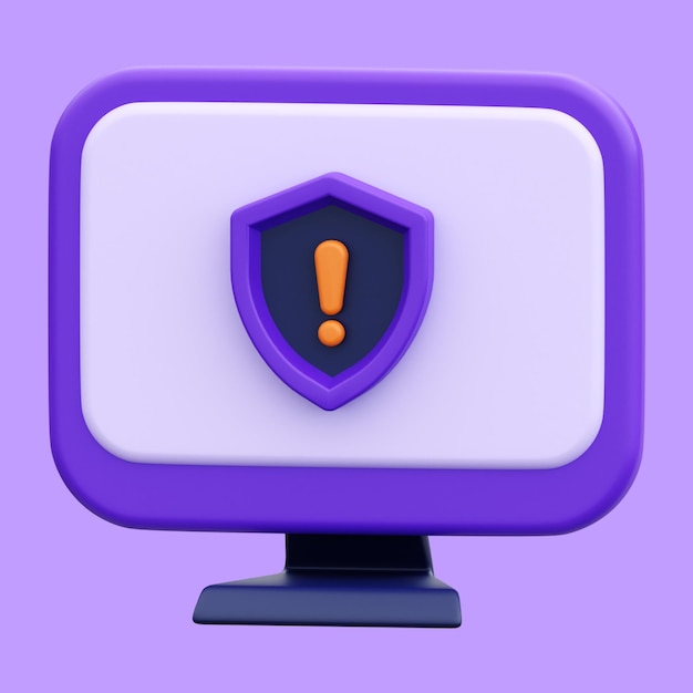 Ícone 3D de Aviso de Computador