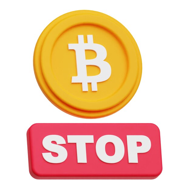 Ícone 3D de bitcoin isolado no fundo branco