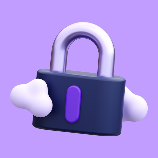 ícone 3d de bloqueio de nuvem