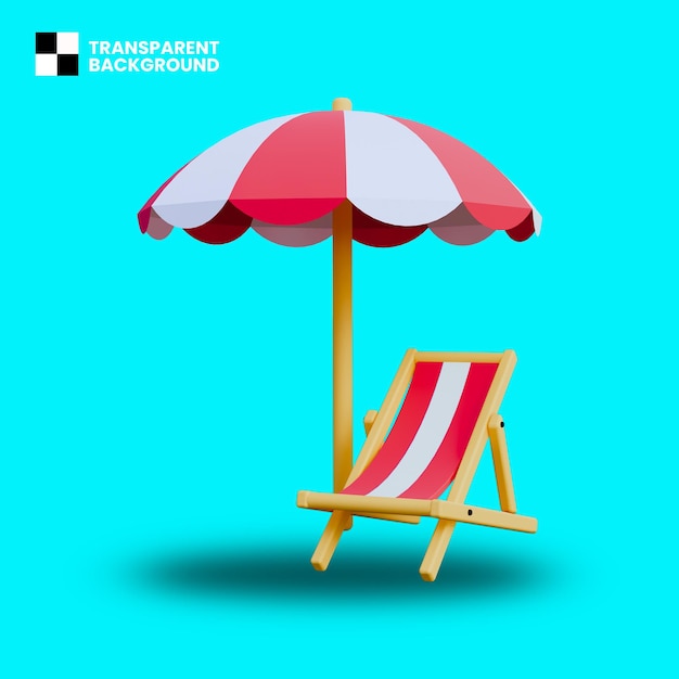 Ícone 3D de cadeira de praia isolado