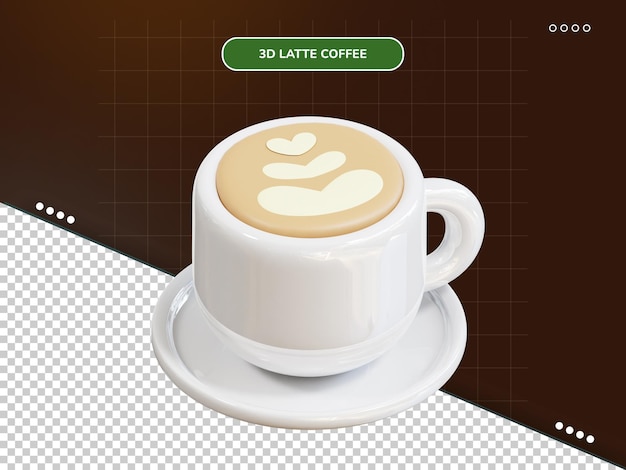 PSD Ícone 3d de café com leite