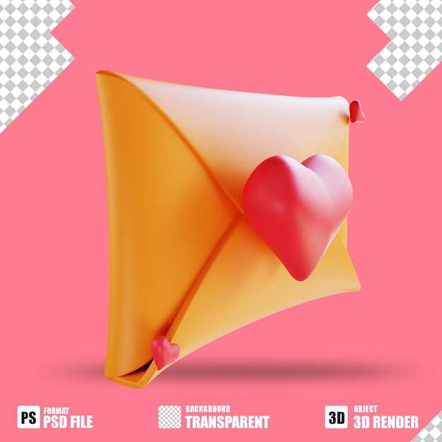 Ícone 3d de carta de amor 4 adequado para o dia dos namorados