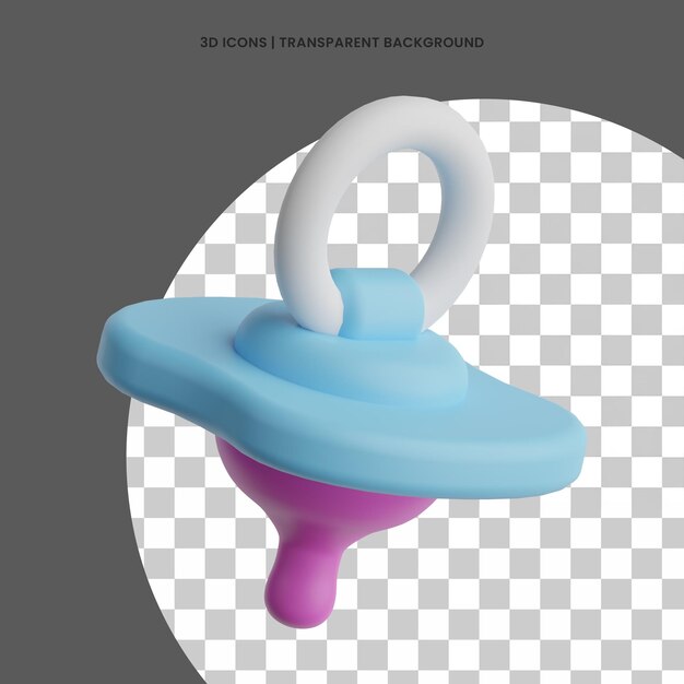 Ícone 3D de chupeta projetado para cuidados com bebês e acalmação infantil
