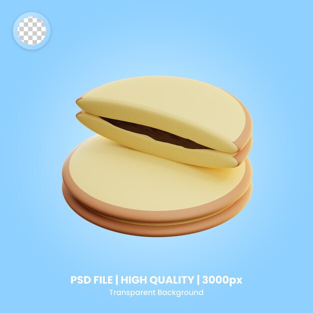 PSD Ícone 3d de comida japonesa dorayaki