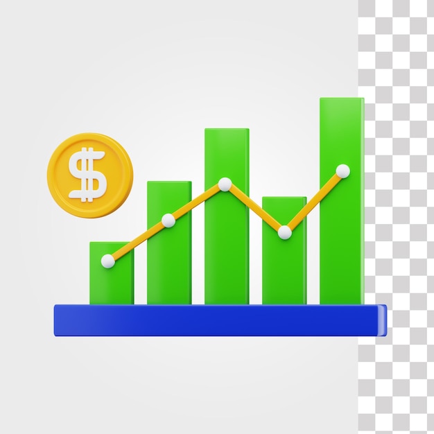 PSD Ícone 3d de crescimento financeiro