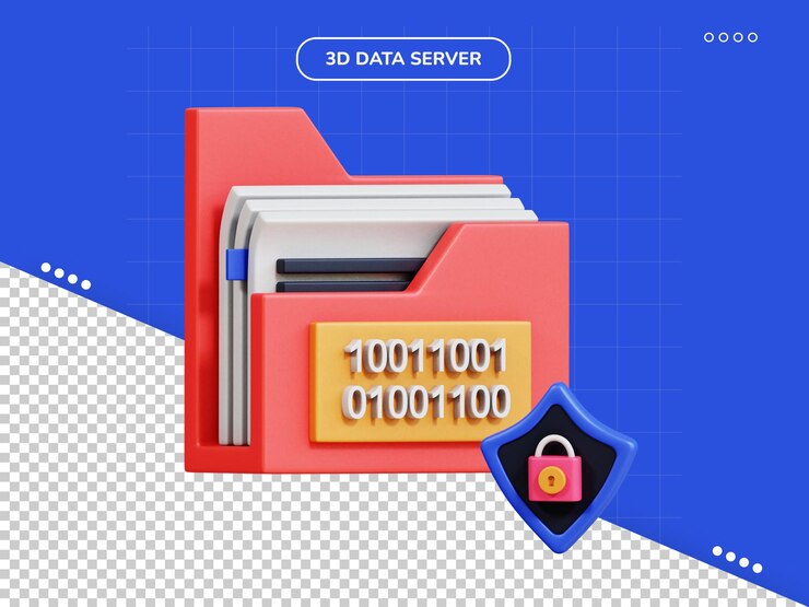 PSD ícone 3d de criptografia de dados