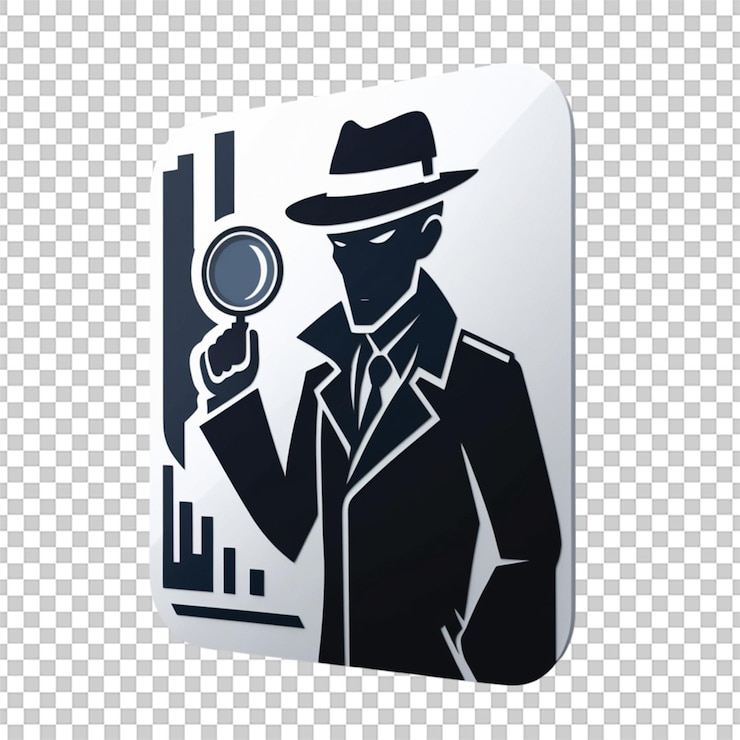 PSD ícone 3d de detetive privado com design elegante isolado em fundo branco para projetos de tema de detetive